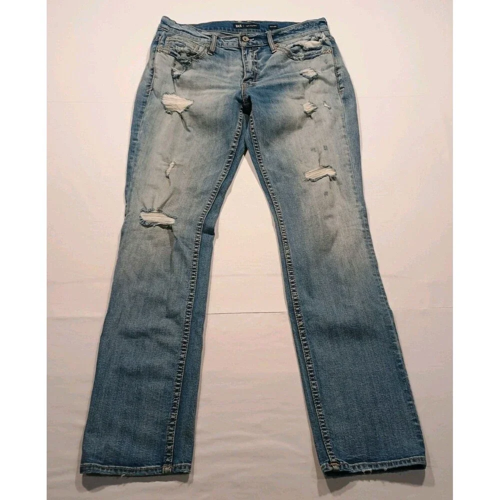 Vintage BKE Jake Straight Jean Men 34x34 Y2K Distressed Embroidered Thick Stitch
